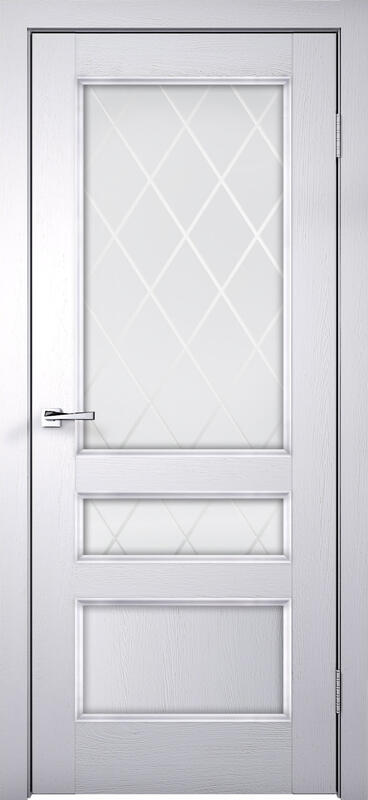 Межкомнатная дверь экошпон CLASSICO со стеклом 3V без притвора Ясень белый 600х2000