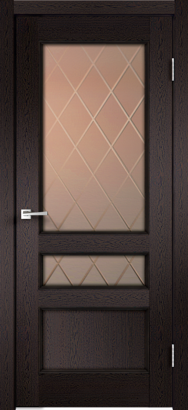 Межкомнатная дверь экошпон CLASSICO со стеклом 3V без притвора цвет Дуб черный 600х2000