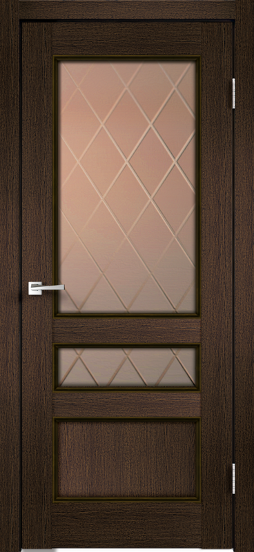 Межкомнатная дверь экошпон CLASSICO со стеклом 3V без притвора цвет Мокка 600х2000