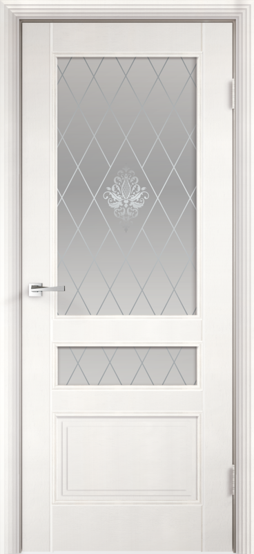 Межкомнатная дверь эмаль структурная LAURA со стеклом 3V без притвора Белый 600х2000