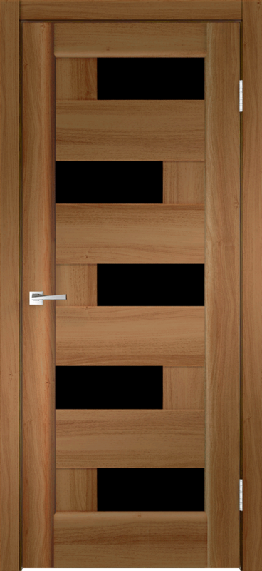 Межкомнатная дверь экошпон PREMIER 5 со стеклом без притвора Орех золотой 600х2000