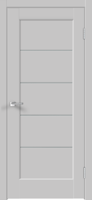 Межкомнатная дверь экошпон PREMIER 1 со стеклом без притвора Эмалит серый 600х2000