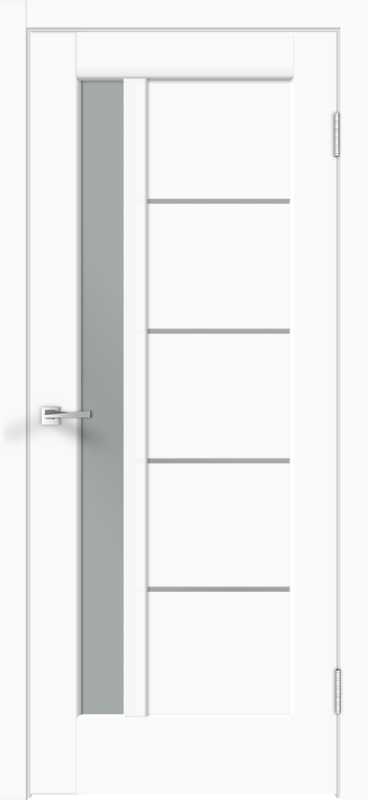Межкомнатная дверь экошпон PREMIER 3 со стеклом без притвора Эмалит белый 600х2000