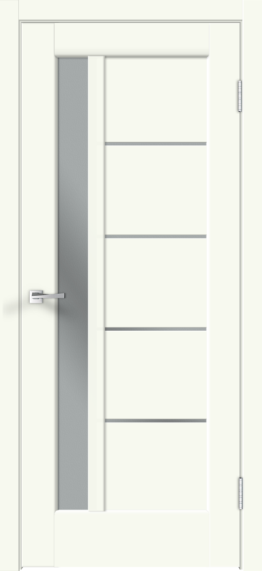 Межкомнатная дверь экошпон PREMIER 3 со стеклом без притвора Молочный эмалит 600х2000