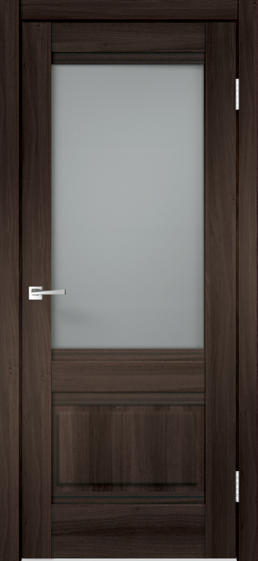 Межкомнатная дверь экошпон ALTO со стеклом 2V без притвора Орех каштан 600х2000