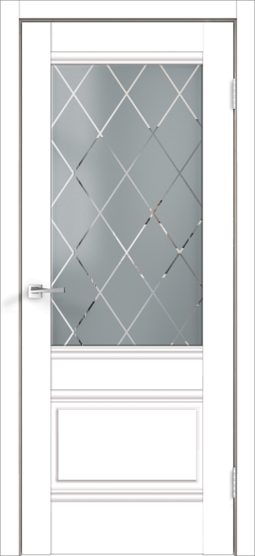 Межкомнатная дверь экошпон ALTO со стеклом 2V без притвора Эмалит белый 600х2000