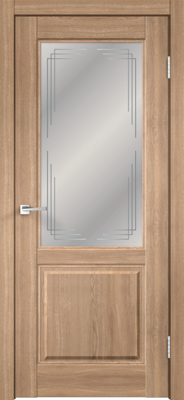 Межкомнатная дверь экошпон VILLA со стеклом 2V без притвора Дуб европейский 600х2000