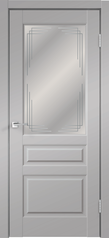 Межкомнатная дверь экошпон VILLA со стеклом 3V без притвора Эмалит серый 600х2000