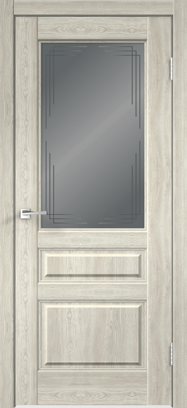 Межкомнатная дверь экошпон VILLA со стеклом 3V без притвора цвет Дуб дымчатый 400х2000
