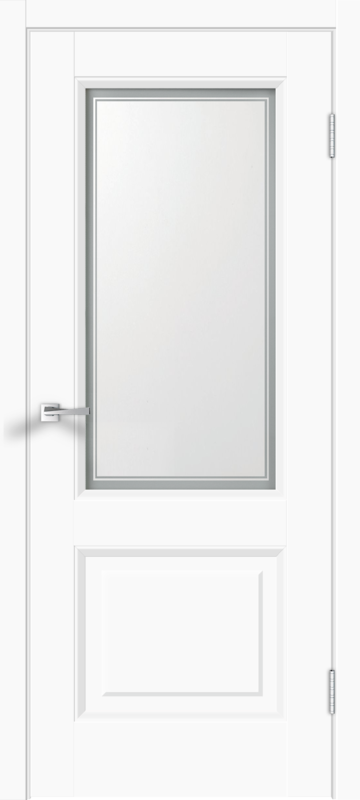 Межкомнатная дверь экошпон ALTO 6 со стеклом без притвора Эмалит белый 600х2000