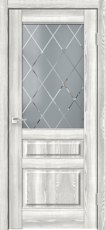 Межкомнатная дверь экошпон ЛЕТИЦИЯ со стеклом 3V без притвора Клён светлый 600х2000