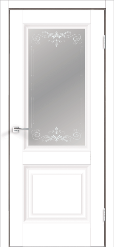 Межкомнатная дверь экошпон ALTO 8 со стеклом без притвора Эмалит белый 600х2000