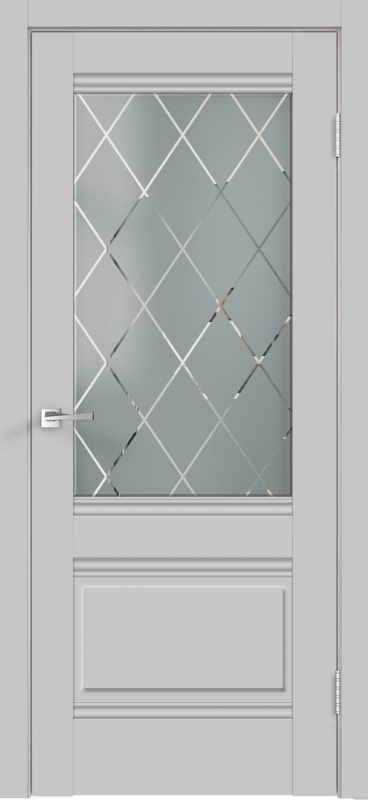Межкомнатная дверь экошпон ALTO со стеклом 2V без притвора Эмалит серый 600х2000