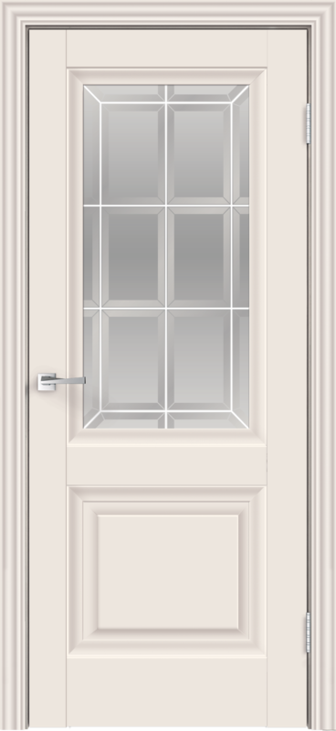Межкомнатная дверь экошпон ALTO 8 со стеклом без притвора Эмалит ваниль 600х2000