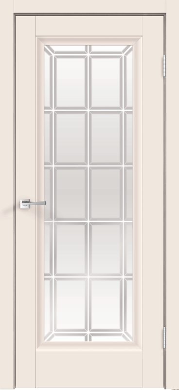 Межкомнатная дверь экошпон ALTO 9 со стеклом без притвора Эмалит ваниль 600х2000