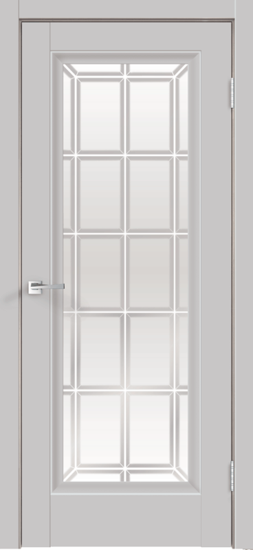 Межкомнатная дверь экошпон ALTO 9 со стеклом без притвора Эмалит серый 600х2000
