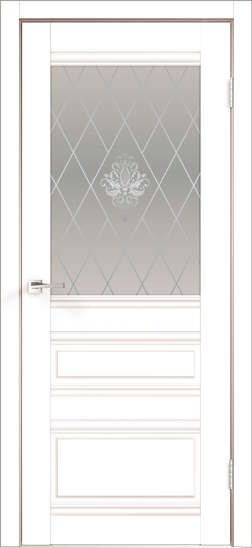 Межкомнатная дверь экошпон ЭМИЛИ со стеклом без притвора Эмалит белый 600х2000