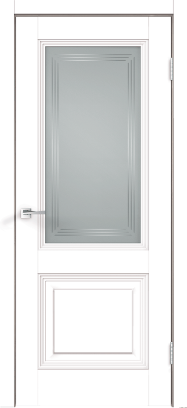 Межкомнатная дверь экошпон ALTO 10 со стеклом 2V без притвора Эмалит белый 800х2000