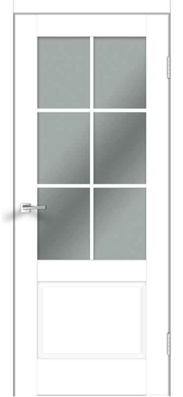 Межкомнатная дверь экошпон ALTO 12 со стеклом без притвора Эмалит белый 600х2000