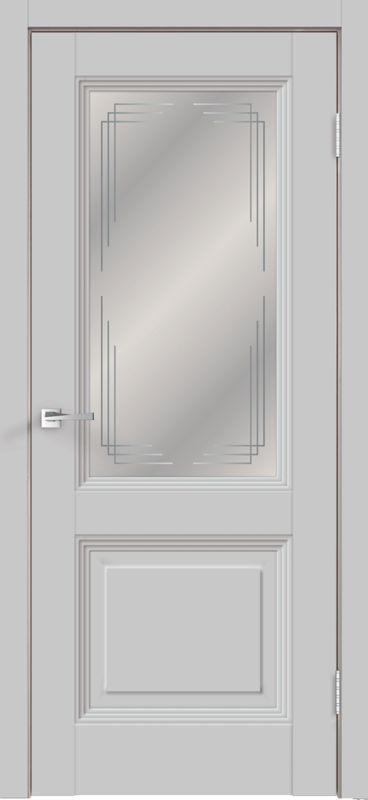Межкомнатная дверь экошпон ALTO 10 со стеклом 2V без притвора Эмалит серый 600х2000