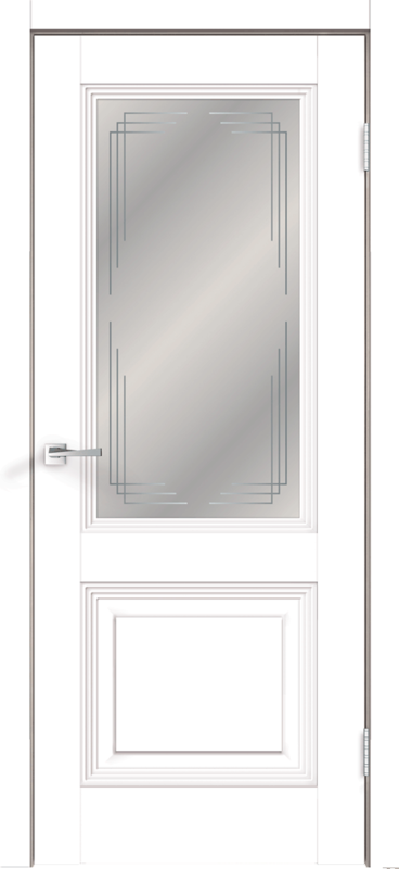 Межкомнатная дверь экошпон ALTO 10 со стеклом 2V без притвора Эмалит белый 600х2000