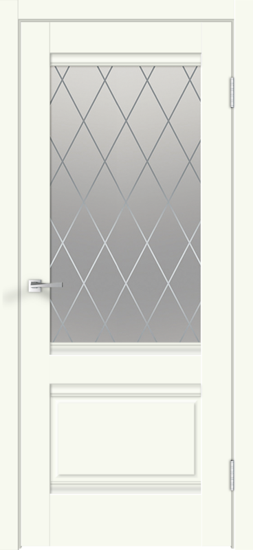 Межкомнатная дверь экошпон ALTO со стеклом 2V без притвора Молочный эмалит 600х2000