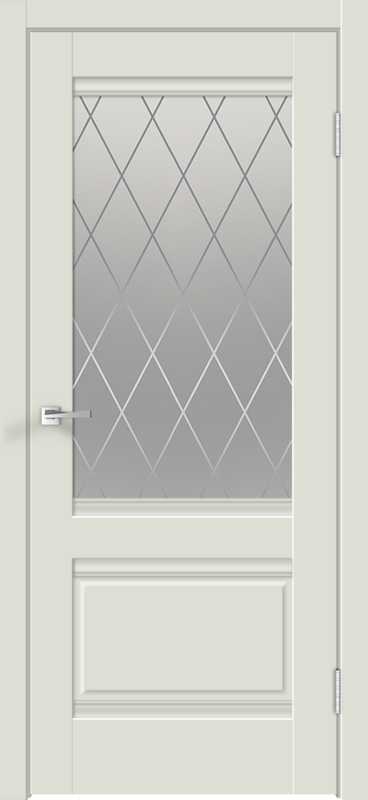 Межкомнатная дверь экошпон ALTO со стеклом 2V без притвора Светло-серый эмалит 600х2000