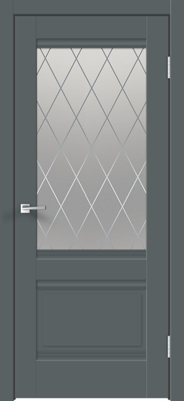 Межкомнатная дверь экошпон ALTO со стеклом 2V без притвора Тёмно-серый эмалит 600х2000