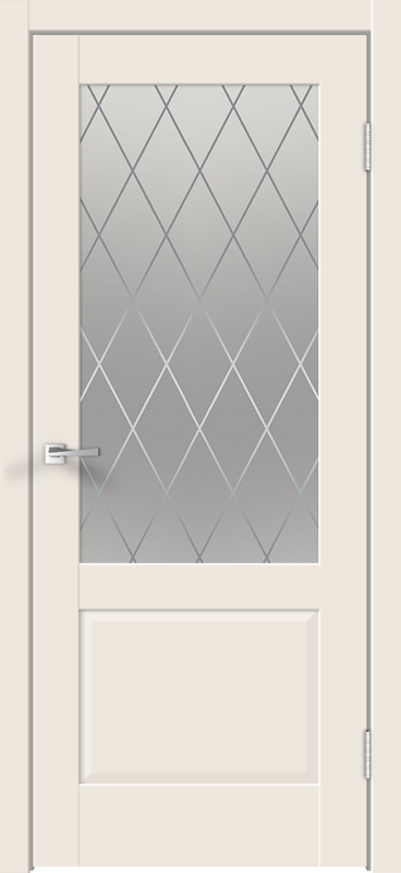 Межкомнатная дверь экошпон ALTO 11 со стеклом 2V без притвора Эмалит ваниль 600х2000