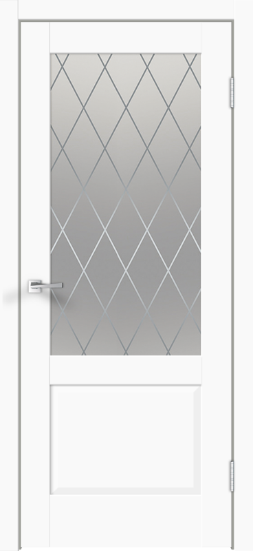 Межкомнатная дверь экошпон ALTO 11 со стеклом 2V без притвора Эмалит белый 600х2000