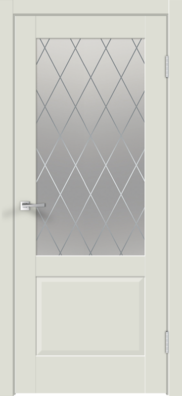 Межкомнатная дверь экошпон ALTO 11 со стеклом 2V без притвора Светло-серый эмалит 600х2000