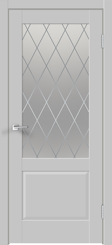 Межкомнатная дверь экошпон ALTO 11 со стеклом 2V без притвора Эмалит серый 600х2000