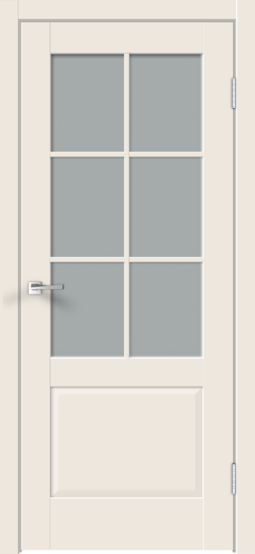 Межкомнатная дверь экошпон ALTO 12 со стеклом без притвора Эмалит ваниль 600х2000