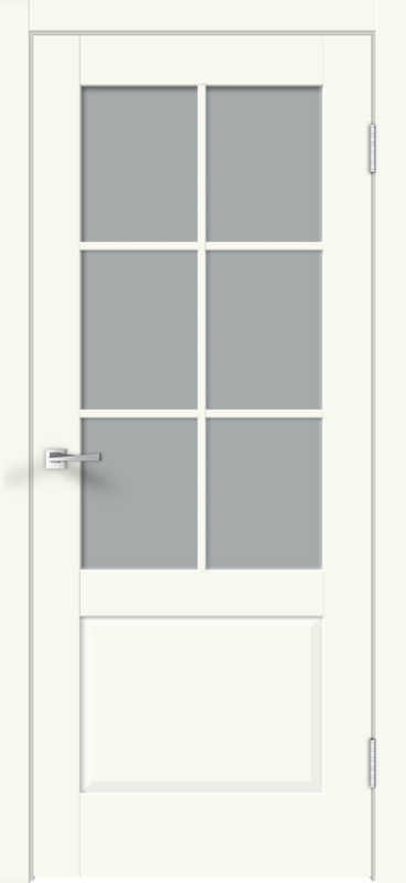 Межкомнатная дверь экошпон ALTO 12 со стеклом без притвора Молочный эмалит 600х2000