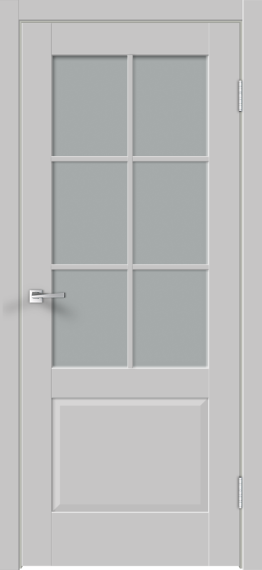 Межкомнатная дверь экошпон ALTO 12 со стеклом без притвора Эмалит серый 600х2000