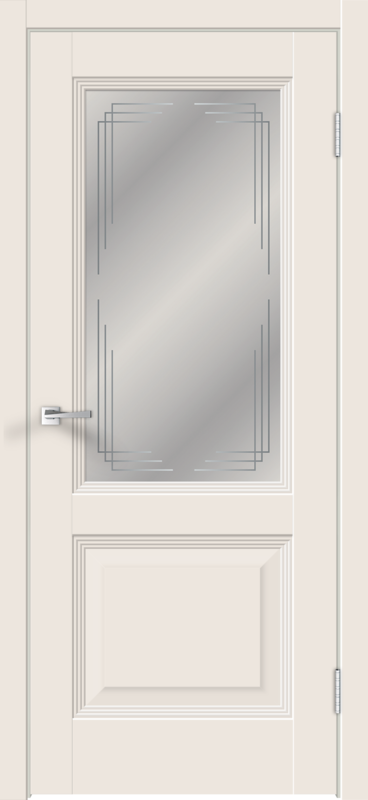 Межкомнатная дверь экошпон ALTO 15 со стеклом 2V без притвора Эмалит ваниль 700х2000