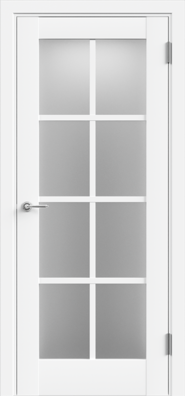 Межкомнатная дверь экошпон ALTO 13 со стеклом без притвора Эмалит белый 600х2000