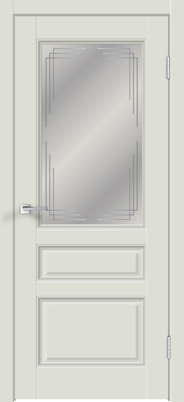 Межкомнатная дверь экошпон VILLA со стеклом 3V без притвора Светло-серый эмалит 600х2000