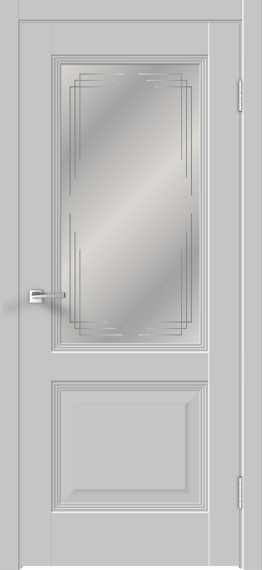 Межкомнатная дверь экошпон ALTO 15 со стеклом 2V без притвора Эмалит серый 600х2000