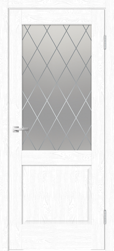 Межкомнатная дверь экошпон ALTO 11 со стеклом 2V без притвора цвет Белоснежное дерево 600х2000