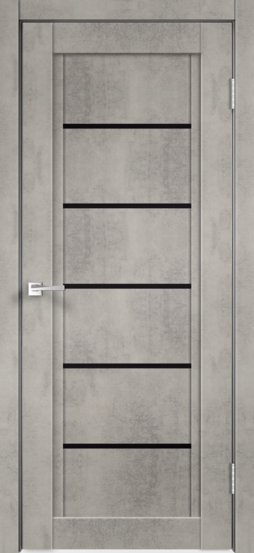 Межкомнатная дверь экошпон NEXT 1 со стеклом без притвора Муар светло-серый 600х2000