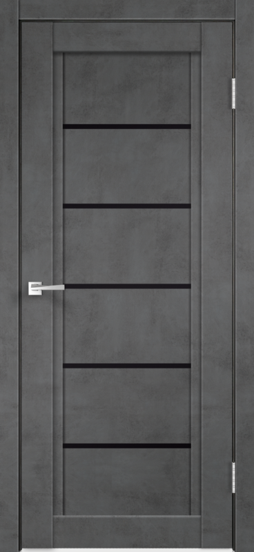 Межкомнатная дверь экошпон NEXT 1 со стеклом без притвора Муар тёмно-серый 600х2000