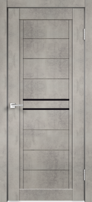 Межкомнатная дверь экошпон NEXT 2 со стеклом без притвора Муар светло-серый 900х2000