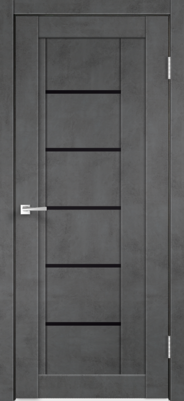 Межкомнатная дверь экошпон NEXT 3 со стеклом без притвора Муар тёмно-серый 600х2000