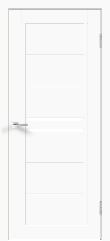 Межкомнатная дверь экошпон NEXT 2 со стеклом без притвора Эмалит белый 600х2000