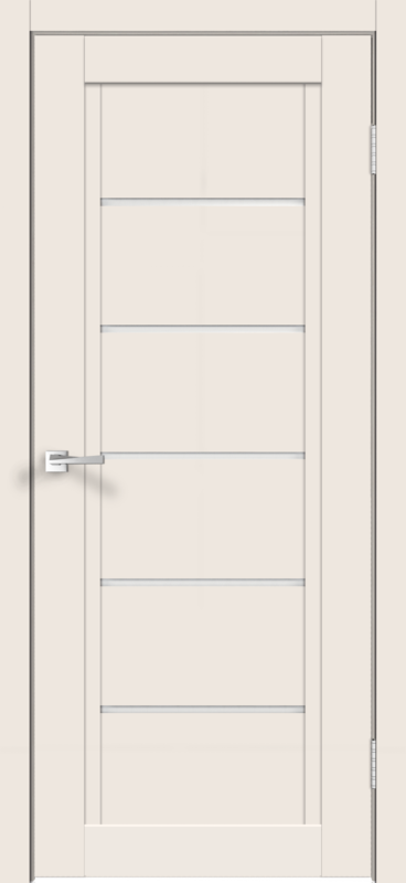 Межкомнатная дверь экошпон NEXT 1 со стеклом без притвора Эмалит ваниль 600х2000