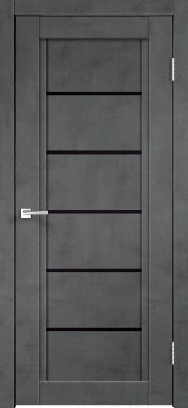 Межкомнатная дверь экошпон NEXT 1 со стеклом без притвора Муар тёмно-серый 600х2000