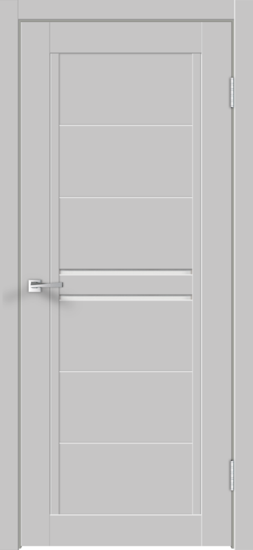 Межкомнатная дверь экошпон NEXT 2 со стеклом без притвора Эмалит серый 600х2000