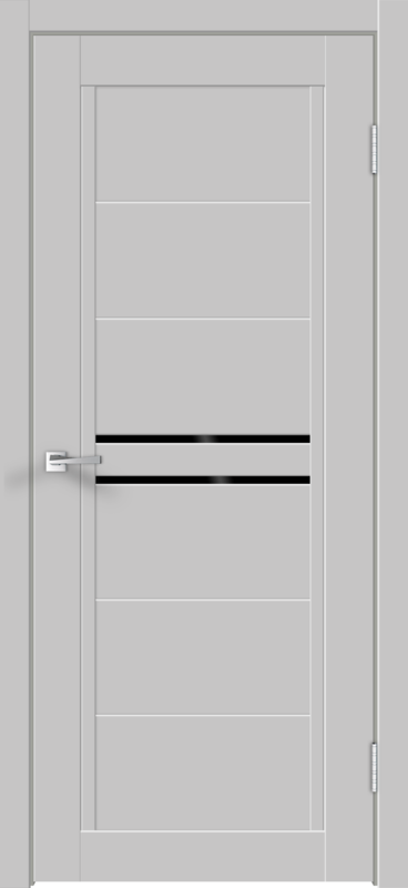 Межкомнатная дверь экошпон NEXT 2 со стеклом без притвора Эмалит серый 600х2000