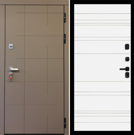 Черный, 860x2050, L, з. KALE 252, з. Бордер ЗВ8-6К5, петли 3шт., внеш. отд. - МДФ 10мм, Муссон софт, Д-5 Белый софт